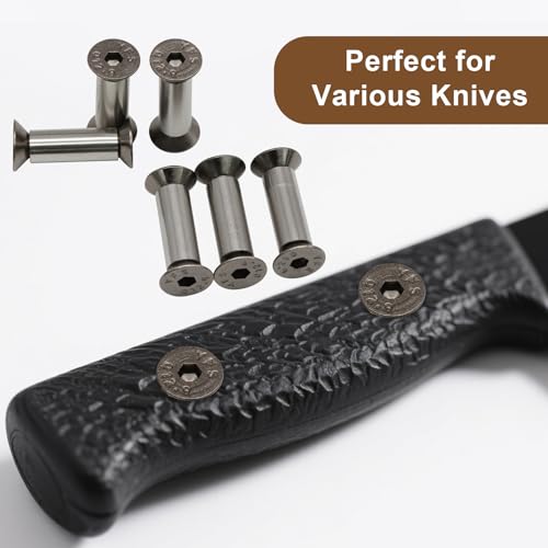 Waziaqoc Knife Handle Screws Rivets, Black, 10 Pack