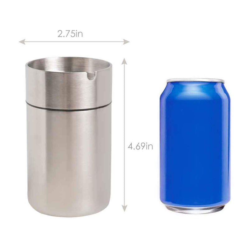 JOCHA Car Ashtray with lid smell proof Stainless Steel Portable Smokeless Detachable Windproof Self Extinguishing Butt Bucket Ash Tray for Most Car Cup Holder for Outdoor Travel Home Office (Silver) Silver 1 PACK