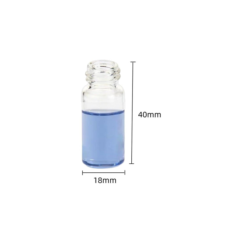 5ML Clear Glass Sample Vial, Liquid Sampling Sample Glass Bottle, Borosilicate Storage Glass Vial,18 * 40mm, Black 15-425 Polypropylene Screw Cap with PE Liners, Pack of 100 5ML