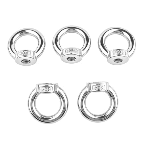 M12-1/2 Lifting Eye Nut Ring Shape 304 Stainless Steel Eye Threaded Nuts - 5PCS M12-1/2"