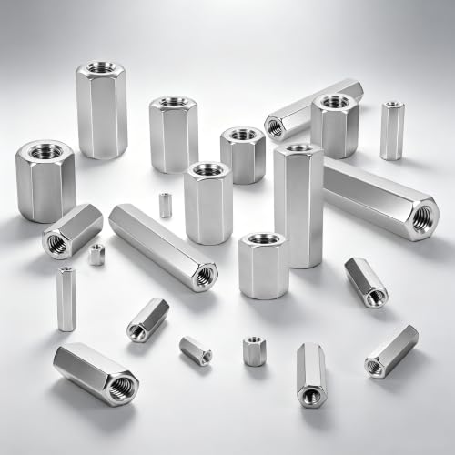 M10x1.5 Hex Coupling Nuts 60mm Full Thread 304 Stainless Steel 6 Pack M10 x 1.5