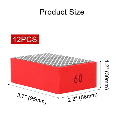 12pcs Diamond Sanding Pads- Versatile Mesh Sanding Blocks 60/100/200/400 Grit for Wood, Glass, Edge Finishing and Ceramic Tile Tools