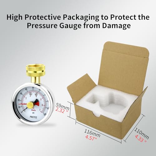 2.5'' Dial Size Water Pressure Gauge,3/4 Inch Female Hose Thread,Waterproof Pressure Gauge, Water Pressure Tester for Home and Garden (Memory Pointer 0-100psi) Memory Pointer 0-100psi