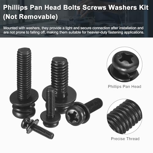 uxcell M5 x 14mm Carbon Steel Phillips Pan Head Machine Screws Bolts Combine with Spring Washer and Plain Washers 50pcs 50