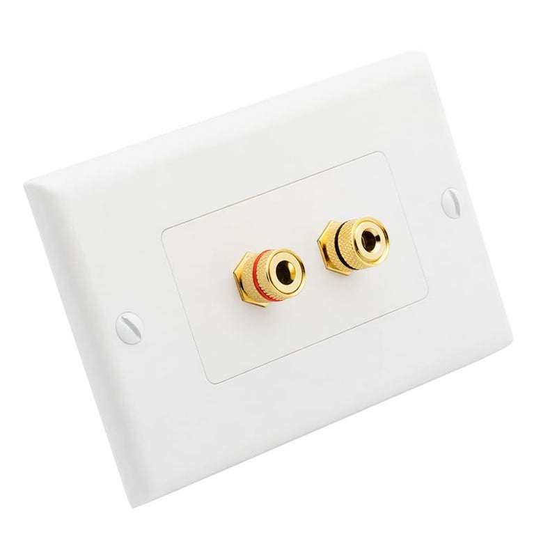 DIYTECH 1 Speaker Wall Plate 2 Pack, Gold Plated Binding Post Home Theater Wall Plate for In Wall Speaker Wire, Surround Sound & Audio Systems