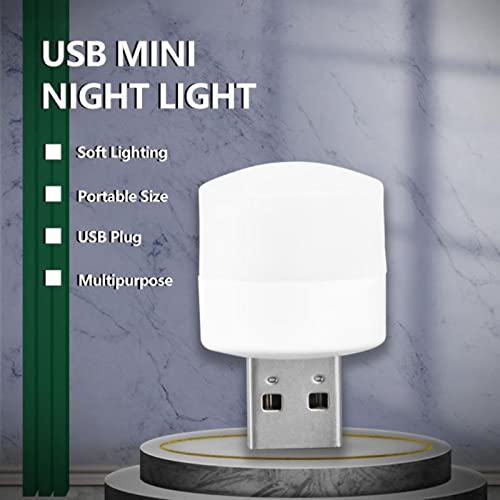 LinwnilUSB Plug Lamp Computer Mobile Power Charging USB Small Book Lamps LED Eye Protection Reading Light Small Round Light Night Light(4White Light + 4 Warm Light)