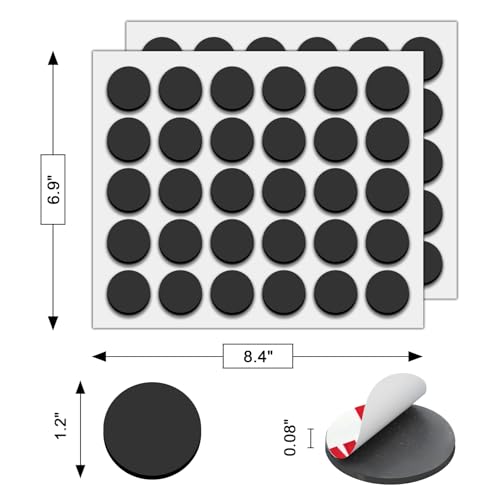 Towjug Adhesive Round Magnets for Crafts 1.2x0.08, 60 Sticky Magnetic Dots 1.2x0.08" / 30x2mm