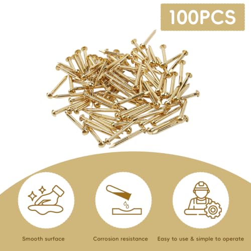 100PCS Small Tiny Brass Nails 0.1"×1.18" Round Head Tacks Wood Decorative 2.8×30mm 100pcs