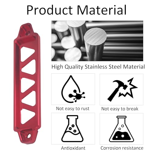 10in 304 Stainless Steel J Bolts, Battery Hold Down Kit, Heavy Duty Aluminum Alloy Battery Tie Down Bracket, Universal Crossbar Holder for Car, SUV, RV, Secure Battery Mount Set (Red) Red