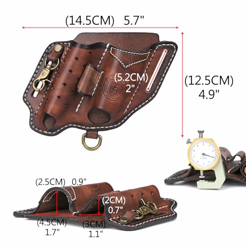 Leather Multitool Sheath for Belt Compact EDC Pouch Pocket 5 in 1 Organizer