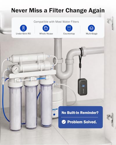 Frizzlife 12-Month Filter Reminder Timer, Filter Replacement Alert for Whole House Water Filters, RO Systems & Appliances, LED Reminder, Auto Countdown, Easy Reset TMR-12M