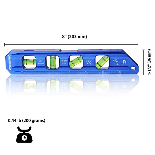 WORKPRO 8 Inch Magnetic Torpedo Level Conduit Bubble Level (Pack of 2) 8inches (Pack of 2)