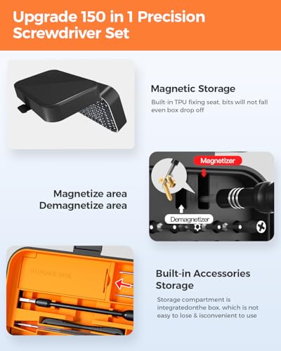 SOONAN 150 in 1 Precision Screwdriver Set, Mini Screwdriver Tool Kit Black 150-IN-Black
