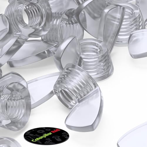 50x Clear Acrylic Plastic Butterfly Wing Nuts M5, Thumb Nuts