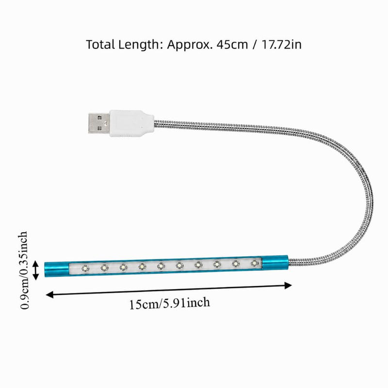 USB LED Reading Light, 5V 1W Laptop Keyboard Lamp for PC, Computer, Power Bank, Portable Gooseneck Night Light for Study, Work, Travel, Dorm(Blue) Blue