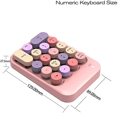 FELICON Wireless Numeric Keypad 18 Keys with 2.4G Mini Portable Silent Number Pad USB Receiver Financial Accounting Keyboard Extensions for Laptop Desktop PC Pro（Pink Mix） Pink Mix