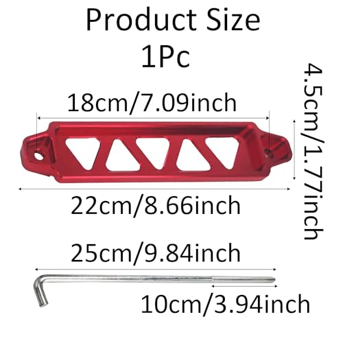 10in 304 Stainless Steel J Bolts, Battery Hold Down Kit, Heavy Duty Aluminum Alloy Battery Tie Down Bracket, Universal Crossbar Holder for Car, SUV, RV, Secure Battery Mount Set (Red) Red