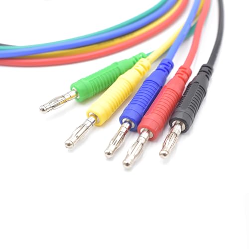 14AWG Heavy Duty Test Leads 4mm Banana Plugs to Alligator Clips Flexible Cable Wire Set for Multimeter Electrical Testing 5 Colors 6 Feet 6Ft