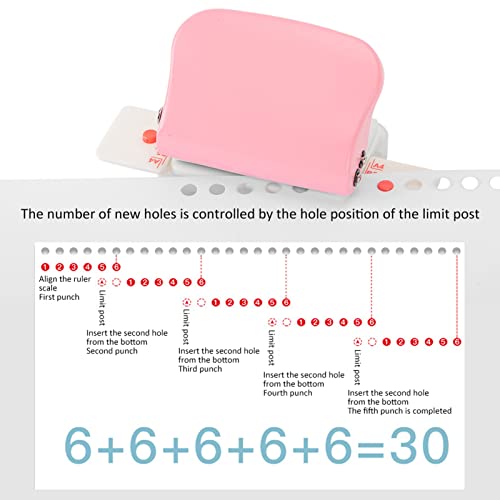 1PCS Paper Hole Punch, 99H9 Hole Puncher 26Hole 30Hole 20Hole Paper A4 B5 A5 LooseLeaf Manual Punching Machine Pink