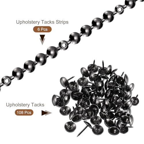 uxcell 6Pcs Upholstery Tacks Strips, 1Meter Glossy Decorative Nail Trims for Sofa Headboard Chair Furniture with Upholstery Nails (11mm Gray)
