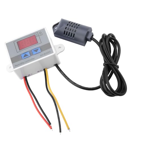 Hilitand Digital Humidity Controller, Precise Single Stage Hygrometer with LED Display Easy Button Setting 12V Wide Range 00 to 99% RH for Home Greenhouse ABS 1 Pack