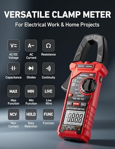 AstroAI Electrical Test Kit ETK3, 2000 Counts Digital Clamp Meter & Non-Contact Voltage Tester Pen & GFCI Outlet Tester, for Home & Professional Use Black 2000 Counts Clamp meter+Voltage tester+GFCI
