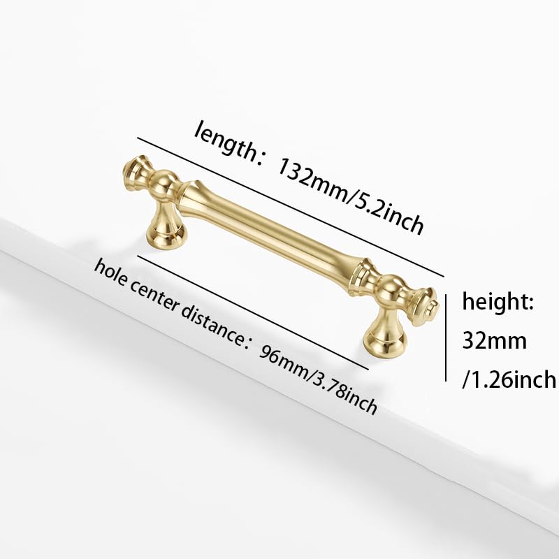 Fashionable and Minimalist Cabinet and Wardrobe Handles, Suitable for Drawers, Cabinet Doors, wardrobes, cabinets, Shoe cabinets, and Furniture Handles (10, Bright Gold, 3.78inch) 10