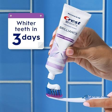 Crest 3D White Brilliance Vibrant Peppermint Teeth Whitening Toothpaste, 4.1 Ounce (Pack of 3)(Packaging May Vary) 4.1 Ounce (Pack of 3)