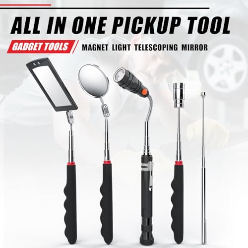 5Pcs Magnetic Pickup Tool Set, Telescoping Flashlights & Inspection Mirrors 5PCS Magnetic Tool Set
