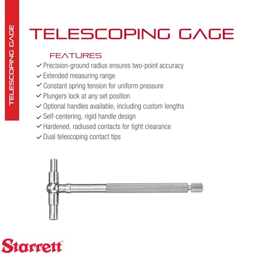 Starrett Telescoping Gage, 3/4"-1-1/4" Range, 2-3/8" Handle Length 3/4" - 1-1/4" Range x 2-3/8" Length