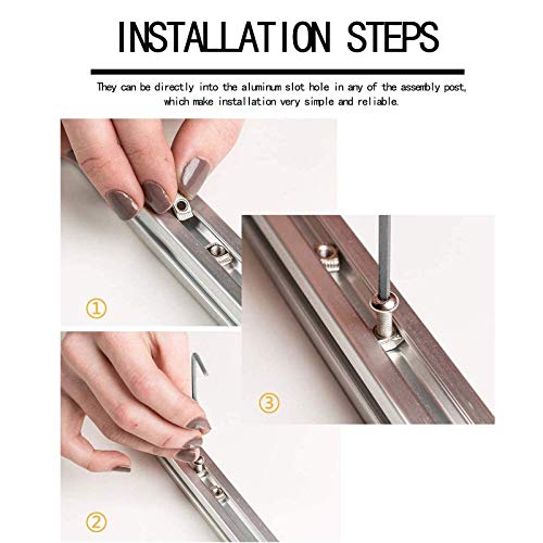 100 Pcs 4040 Series M8 T Slot Nut Hammer Head Fastener, Nickel Plated Carbon Steel Nut for Aluminum Profile