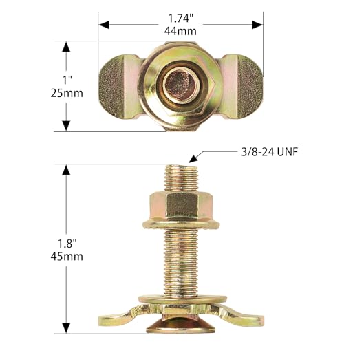 L Track Threaded Stud Fittings, Pack of 10, Gold