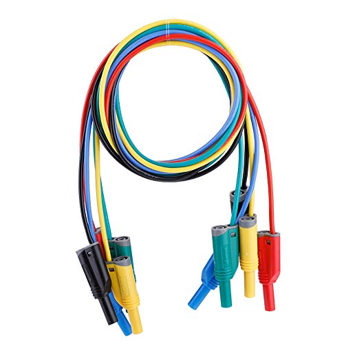 Oumefar Banana Plug Silicone Test s Kit 5pcs 4mm Banana Plug Safety Stackable Wire Stack Test Flexible Wire s for Multimeter 1M