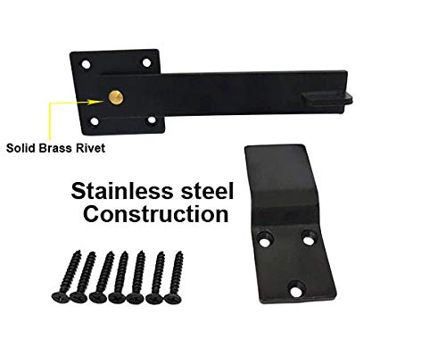 QCAA Heavy Duty Bar Door Farm Gate Latch, 5.5", Stainless Steel, Matte Black, 2 Pack