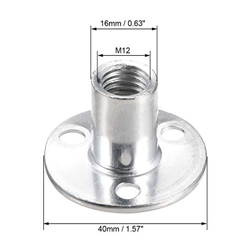 uxcell M12x40x2.5mm Brad Hole Tee Nut Carbon Steel T-Nuts Furniture Hardware Flange Insert Female Thread 5pcs (Pack of 2)
