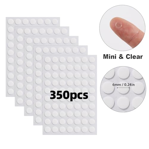 350pcs Clear Double-Sided Sticky Adhesive Dots, 6mm/0.24” Round Transparent Acrylic Nano Glue Pads Heavy Duty, Removable Waterproof Strong Traceless Sticker for Balloons Envelopes Note Craft Photo DIY Diameter: 6mm / 0.24”