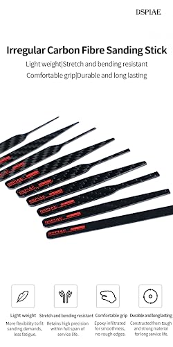 9PCS Irregular Carbon Fiber,Sanding Sticks for Scale Model Grinding Polishing Tools (CFB01-09) CFB01-09
