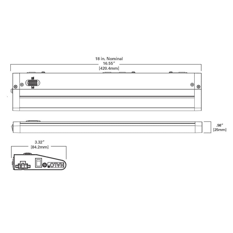 HALO HU11 Series 18 in. Selectable White Integrated Undercabinet LED Light