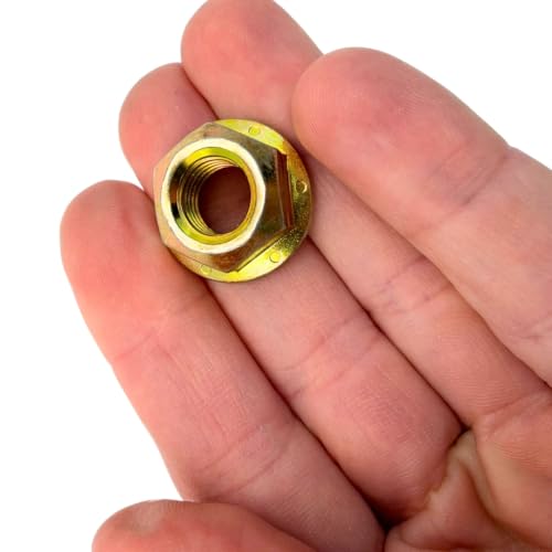 7/16"-14 Grade G All-Metal Flange Top Lock Nuts (20 Pack) – Heavy Duty Yellow Zinc Coarse Thread Locking Fasteners, High Temperature & Vibration Resistant Steel All-Metal Flange Top Lock Nut – 20 Pack