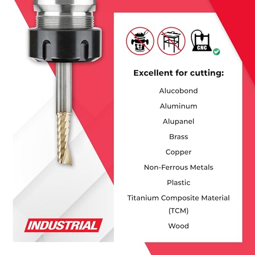 Amana Tool CNC Solid Carbide Spiral O Flute Up-Cut, Aluminum Cutting Router Bit, ZrN Coated, 51480-Z, 1/4 D x 3/4 CH x 1/4 SHK x 2-1/2 Inch L