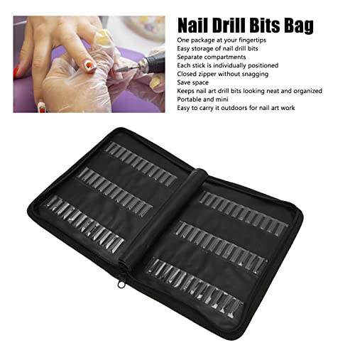 Nail Bit Storage Bag,Large Capacity Dustproof Nails Bit Set Bag,Portable Multifunctional Nail Kit Bag for Professional Nail Art Pens, Nail Brush,Nail Tools
