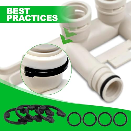Water Softener Seal Kit, 4 Snap Clips (7337563 WS60X10004 1205500 7116713 1205500 7116713) 4 O-Rings (7337571 7170288 900535 STD302213 WSO3X10025) & Crochet Hook for Kinetic Wares GE Morton Crochet hook combination