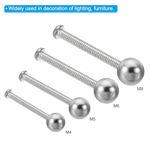 PATIKIL M6x22mm Ball Nuts Knob, 4 Pack Female Thread 304 Stainless Steel Round Blind Hole Screw Cap Cover for Lighting Machinery DIY Decoration, Silver