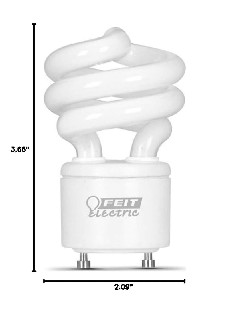 Feit Electric BPESL13T/GU24 Compact Fluorescent Lamp; 13 W; Spiral Lamp; GU24 Twist and Lock Lamp Base; 900 Lumens; Average Life Up To 10000 Hours; Pack of 4