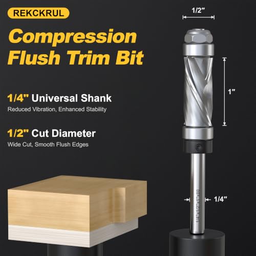 Pattern Flush Trim Router Bit, 1/4" Shank Top & Bottom Bearing Top & Bottom Bearing | 1/4"S*1/2"CD*1"CL