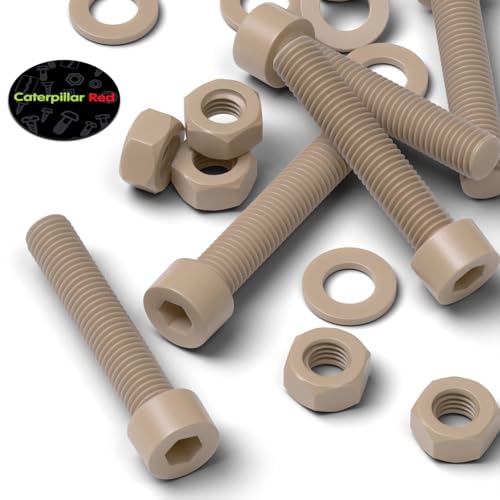 5X Natural PEEK Socket Head Screws & Bolts M8 x 45mm, Nuts & Washers