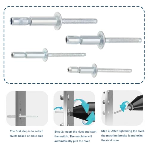 40PCS Internal Lock Dome Head Structural Rivets Grip Range of 1.5mm-16.0mm Rivet Fastener Bolt for Aviation Automobiles Construction Silver