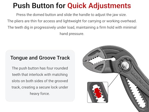 TEKTON 7 Inch Angle Nose Push Button Adjustable Pliers | PGA36307