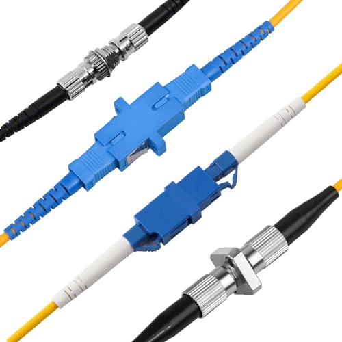Fiber Optic Cable Fault Locate Kit - 30Km VFL Fiber Optic Visual Fault Locator, FC - LC Adapter, LC/SC/ST/FC Coupler, 2 Cleaners and 3 Short Patch Cords Golden & Red