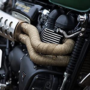 Titanium Exhaust Wrap 1" x 16' Roll for Motorcycle Fiberglass Heat Shield Tape with Stainless Ties 1" x 16' TITANIUM